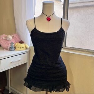Y2K Aeropostale spaghetti strap floral lace black cami top size M
